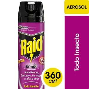 RAID INSECTICIDA TODO INSECTO 360 CC (12.UNIDADES)