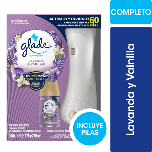 GLADE MAQUINA AUTOMATICA LAVANDA & VAINILLA + RECARGA 175ML (4.UNIDADES)