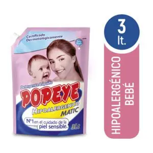 POPEYE DETERGENTE HIPOALERGENICO BEBE DOYPACK 3 LTS. (4.UNIDADES)