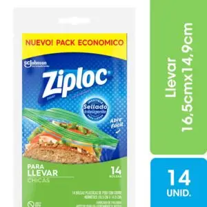 ZIPLOC BOLSA CHICAS CONTIENE 12 UNIDADES DE 14 BOLSAS CON CIERRE HERMETICOS