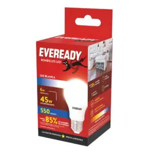 EVEREADY AMPOLLETA 6W 550 LUMENES BLANCA (40.UNIDADES)