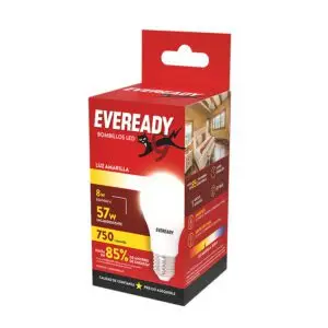 EVEREADY AMPOLLETA 8W 750 LUMENES AMARILLA (40.UNIDADES)