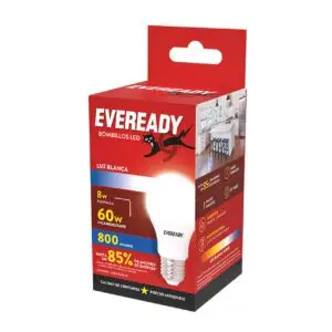 EVEREADY AMPOLLETA 8W 800 LUMENES BLANCA (40.UNIDADES)