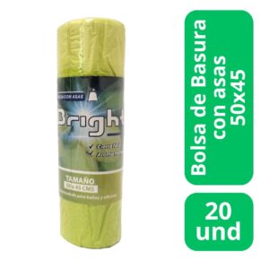 BRIGHT BOLSA DE BASURA CON ASAS 50X45 X 20 BOLSAS AROMA MANZANA  (30.UNIDADES)