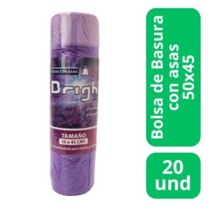 BRIGHT BOLSA DE BASURA CON ASAS 50X45 X 20 BOLSAS AROMA LAVANDA (30.UNIDADES)