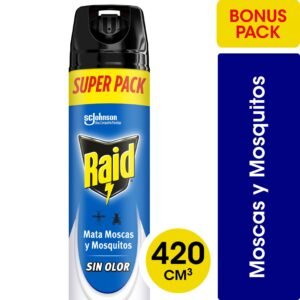 RAID MATA MOSCAS Y MOSQUITOS SIN OLOR 420ML (12.UNIDADES)