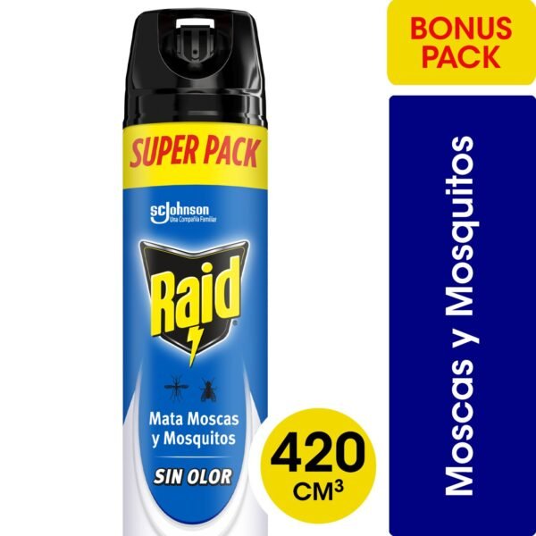 RAID MATA MOSCAS Y MOSQUITOS SIN OLOR 420ML (12.UNIDADES)